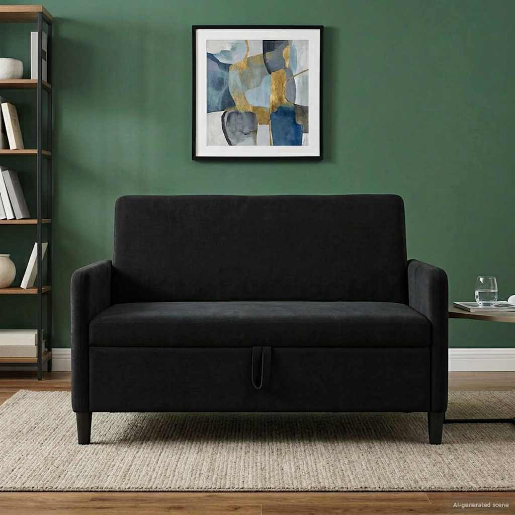 Storage Sofa in Black 122 x 78 x 87 cm Polyester