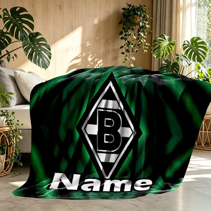 Custom Name Personalized Borussia Monchengladbach Print Blanket, Home Decor, Bedroom, Sofa, Camping, Couch, Gifts for Birthday Christmas