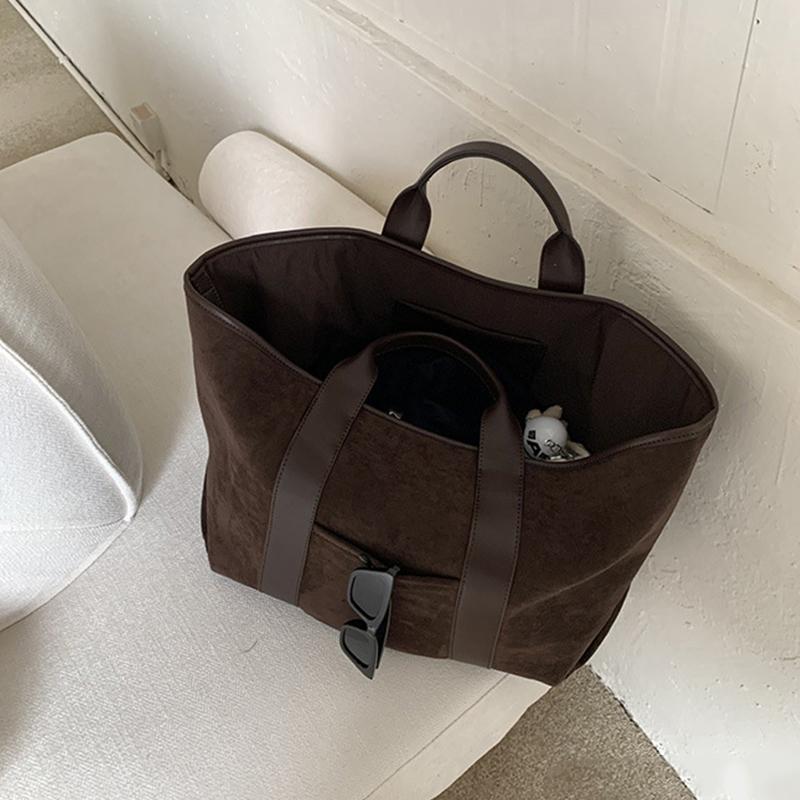 Vintage Suede Large Capacity Handbag Simple All-match Fashion Chic Tote Bags Design Casual Top Handle Shoulder Bag