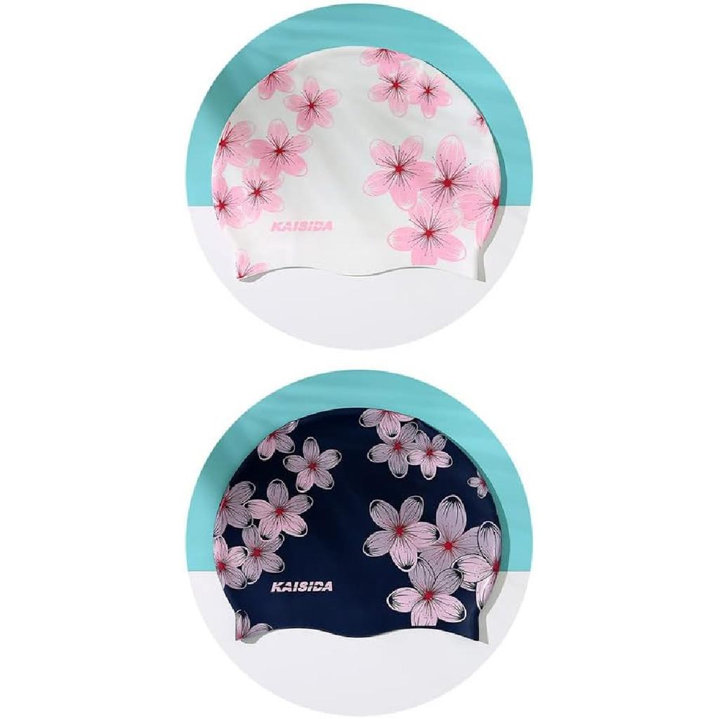 Swim Cap Women, Silicone Swimming Caps for Long Hair Anti Slip Waterproof Swim Caps for Womens Adult, Comfortable Bathing Cap Swimming Hats Fit for