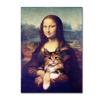 Funny Mona Lisa Art Poster Mona Lisa and Cats Canvas Painting Retro Wall Art Pictures for Living Room Home Decorarion (No Frame)