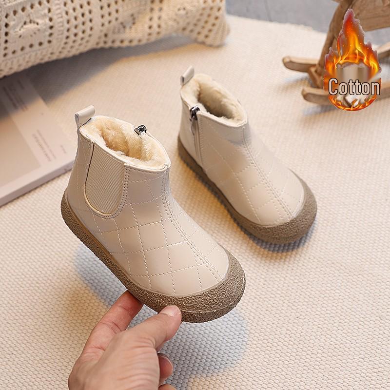 

2025 Winter Boys and Girls Velvet-Lined Leather Snow Boots 21-25 set (5 pairs) брудно-білий