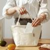Black White Canvas Lunch Bag Aluminum Foil Insulated Thicked Insulated Lunch Bag Canvas Material Zipper Closure Handbag