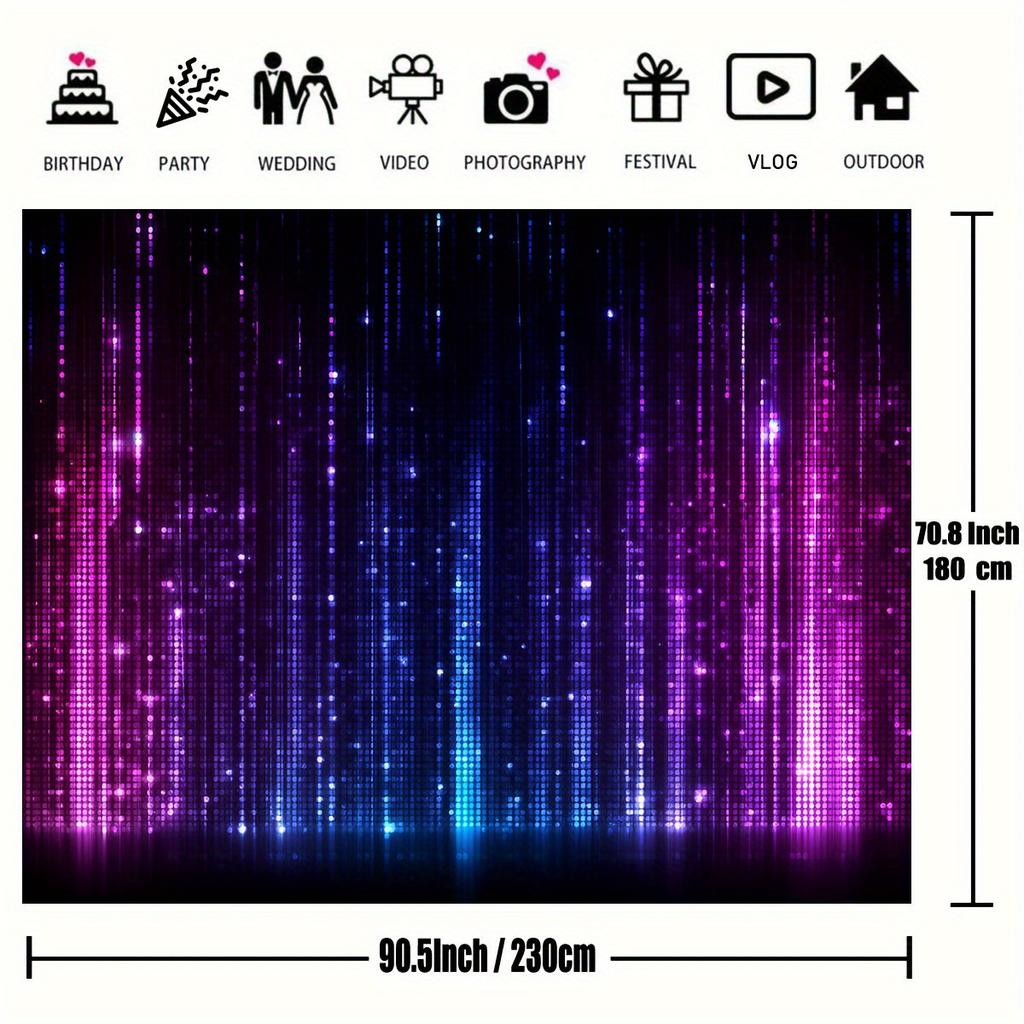 2D planar banner, 1 piece of a dazzling purple and blue stage-themed background, party banner, home decoration