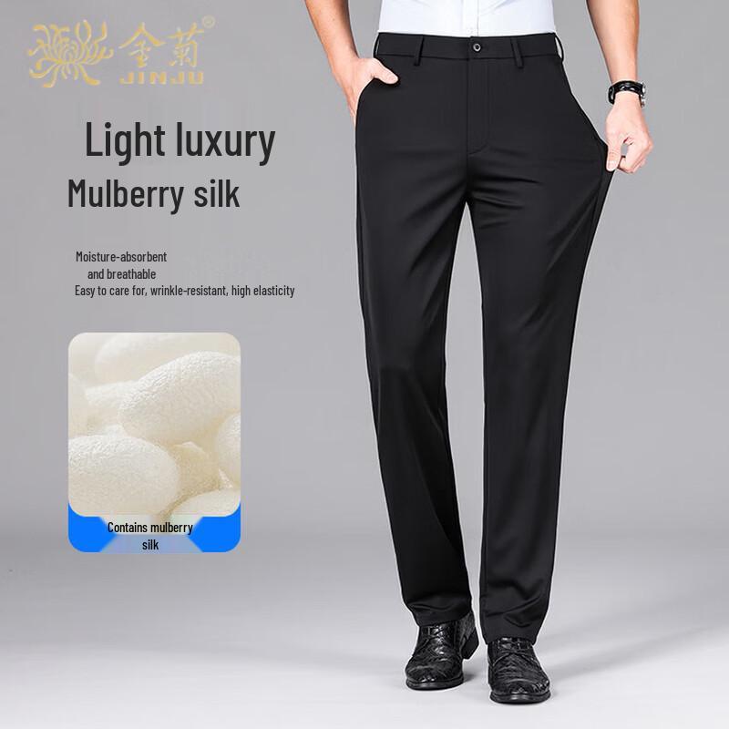 

Men s Silk Blend Slim Straight Suit Pants 30