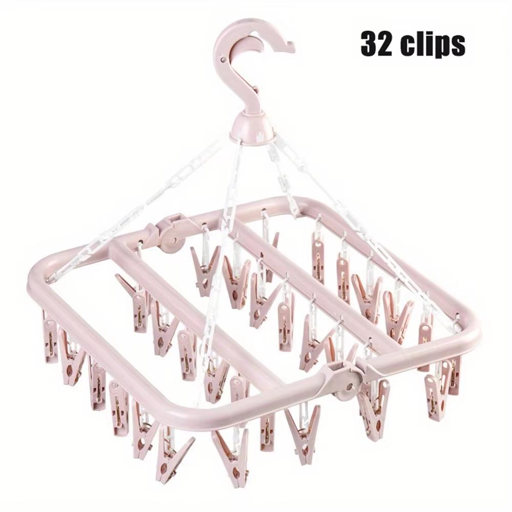 32Clips Hanging Drying Rack Foldable Baby And Toddler Accessories Finishing Storage Rack