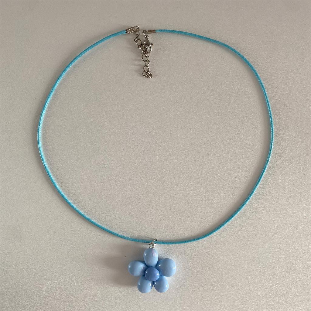 Sweet Colorful Flower Necklace Statement Pendant Necklace Floral Design Neck Jewelry Rope Necklace Perfect Gift for Women Girl