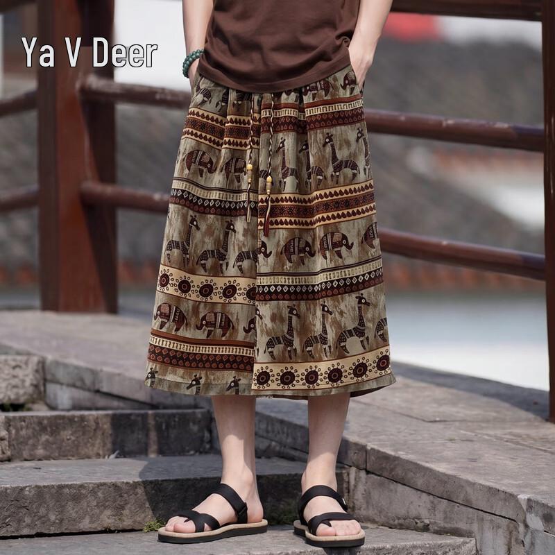 Yalu Men's Quick-Dry Loose Fit Cropped Beach Pants