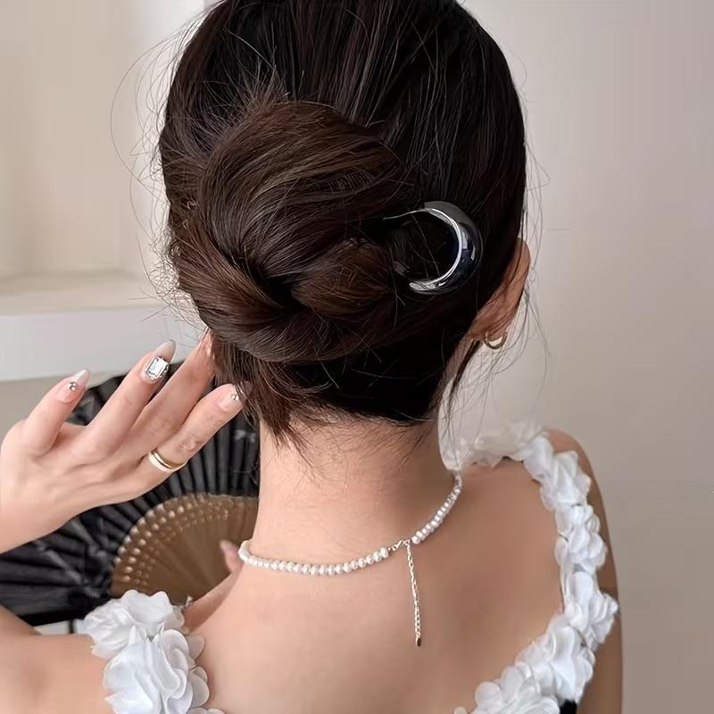 1Pc acrylic U-shaped hairpin, women's back head disc hairpin, simple hairpin, women's hair accessories