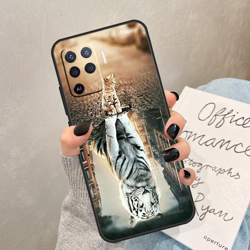 Animal Big Cat Kitten Tiger Case For Oppo A40 A60 A80 A78 A38 A18 A98 A58 A96 A76 A16 A94 A74 A54 A15 A17 A57 A77 A5 Pro