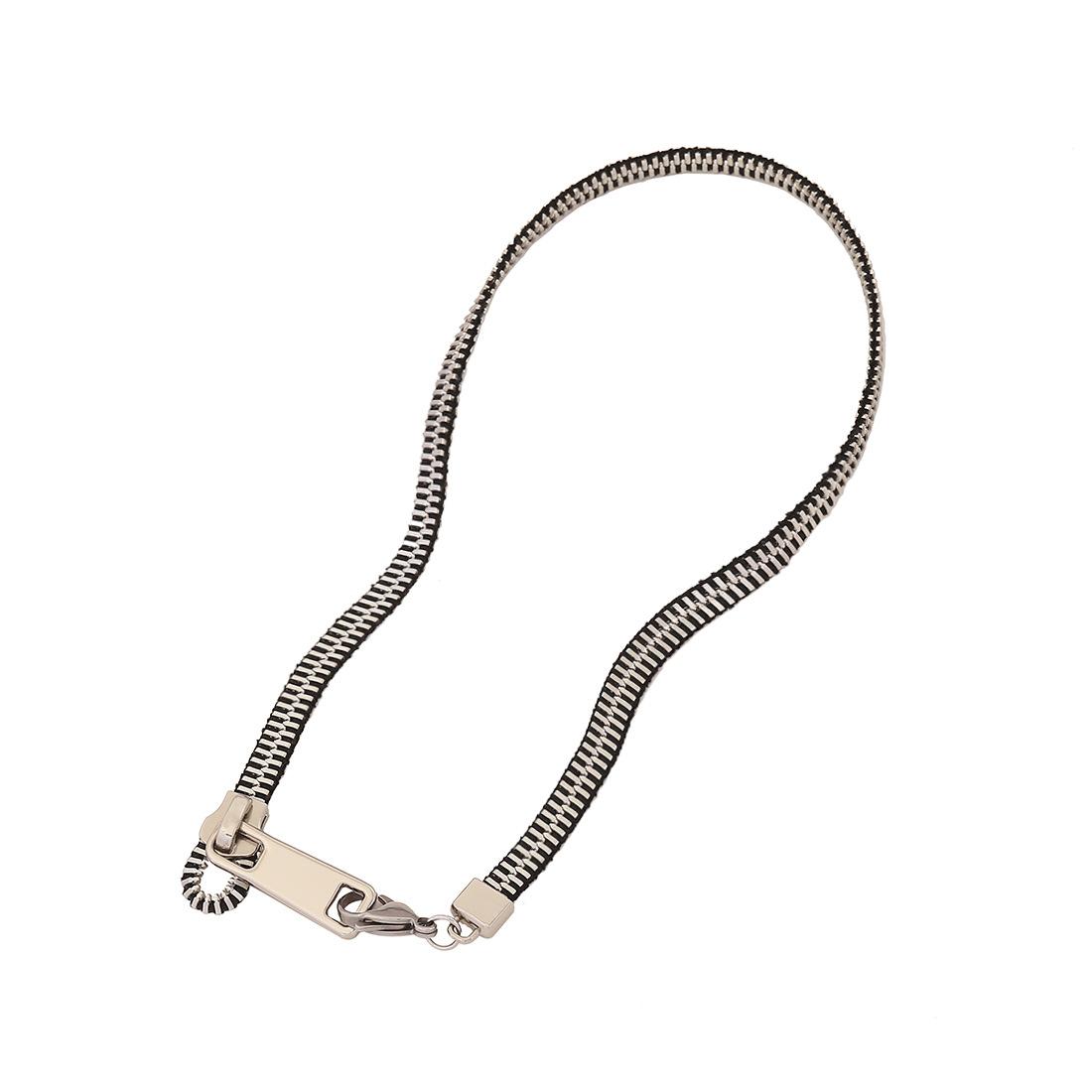 

European and American style unique zipper head necklace, fashionable design copper neck jewelry accessories exclusive supply срібний