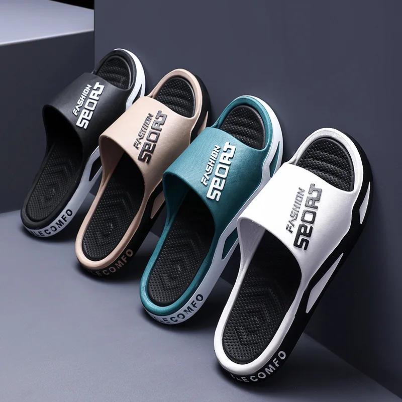 Fashion Summer Men Slippers Fashion Trendy Flip Flops Bathroom Slippers Outdoor Non-Slip Sporty Style Open Toe Beach Slippers
