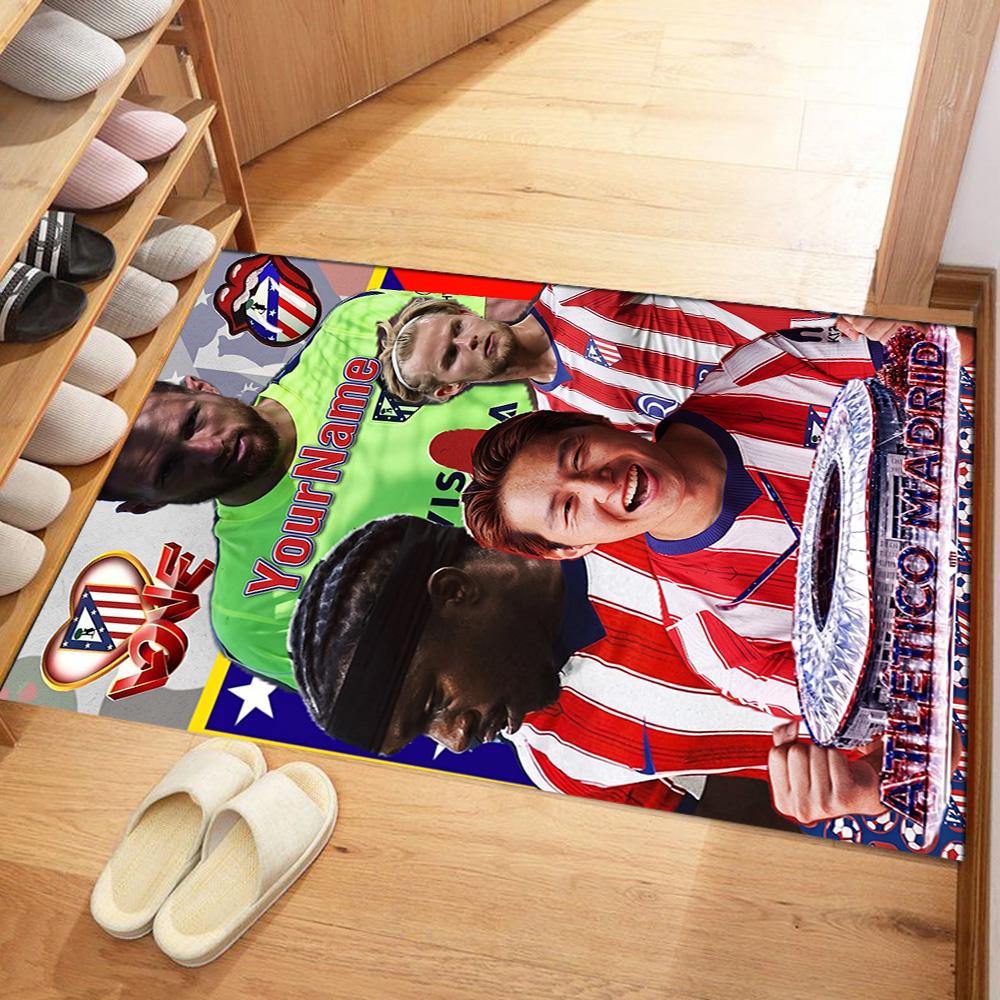 Atletico Madrid Customized Name Floor Mat Suitable for Living Rooms Foyer Entryway Hallway Anti-slip Rug Office home decor Birthday/Christmas Gift