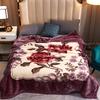 Fleece Blanket Plush Blanket King Size Heavy Mink Blanket Silky Soft and Warm 2 Ply AB Printed Raschel Bed Blanket Rose/Peony