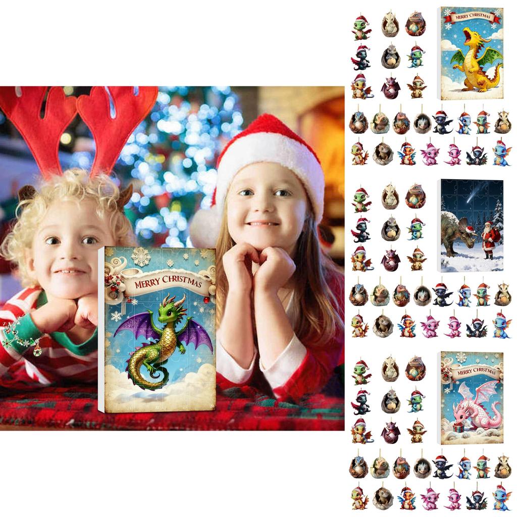Christmas Countdown Calendar Blind Box With Cute Dragon Mini Decor For Holiday Party Gifts