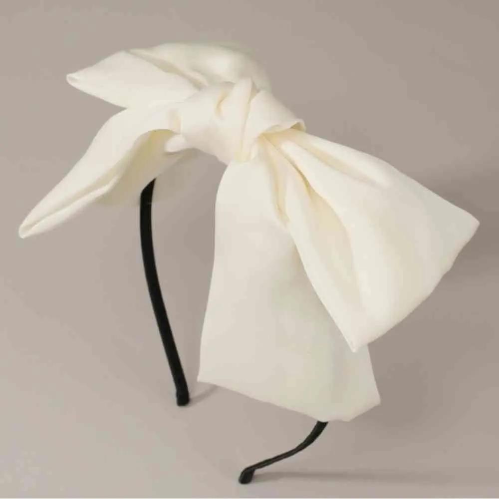 Large ribbon headband, ivory headband, pretty headband
