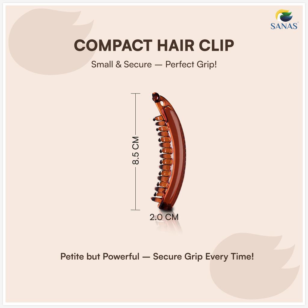 Sanas Banana Hair Clip (2Pcs) Fishtail Hair Clips For Women Fancy Korean Hair Clips French Snap Clip Fish Claws Ponytail Holder (2Pcs) (Black & Bro
