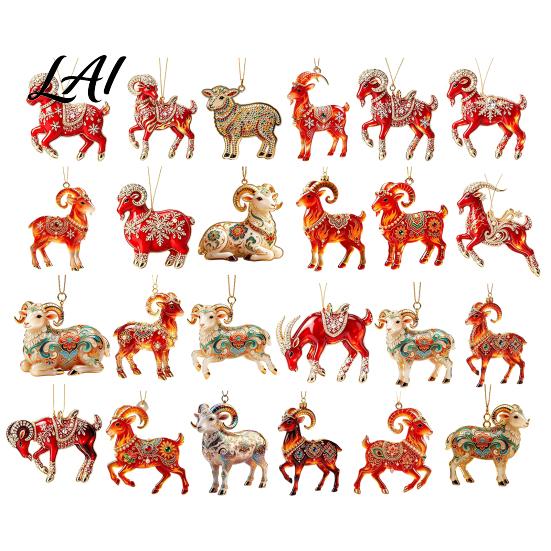 Acrylic Ornament for Restaurant 2PCS Christmas Goat Hanging Ornaments Decorative 2D Tree Birthday Party Decor Pendants Lightweight Festive Ornaments