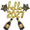 Star Shape Foil Balloon Set Champagne Bottle New Year Balloons  New Year Party