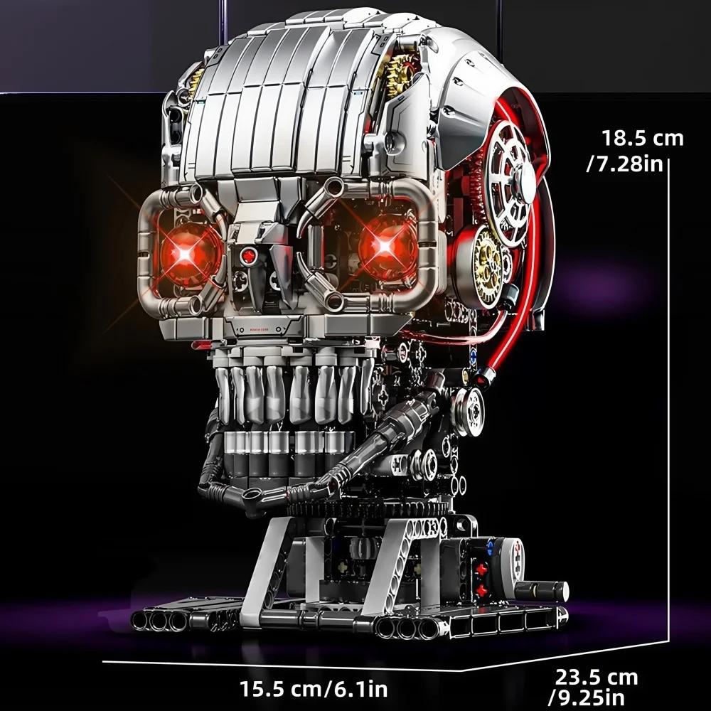 Mechanical T-Rex Skull Building Blocks Creative Technical MOC Model Kit STEM Educational Construction Toy for Adults Kids Gift