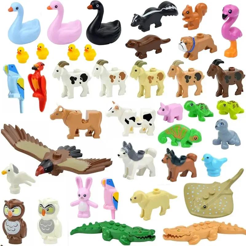 City Animal Building Block Figures Eagle Owl Goat Crocodile Dog Lion Cheetah Parrot DIY Farm Street View Accessories Bricks Gift