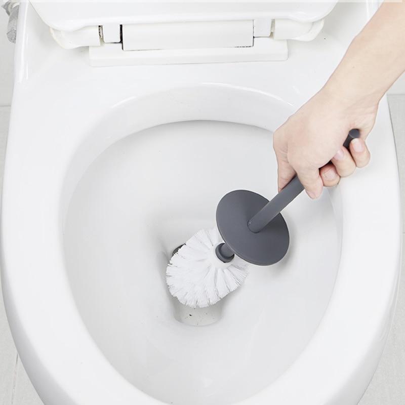 Toilet Brush Deep Cleaner Silicone Toilet Brush with No-Slip Long Plastic Handle and Flexible Bristle Silicone Toilet