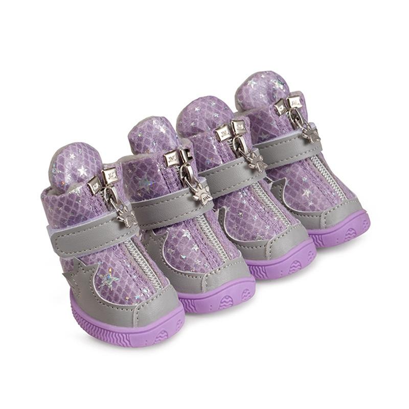 

Теплые зимние ботинки для домашних питомцев, уютная плюшевая подкладка, противоскользящая мягкая подошва для игры в снегу, защита лап, нескользящая подошва, обувь для маленьких и средних щенков 3