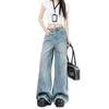 Spring Summer Multi Pocket Cargo Relaxed Wide Leg Trendy Denim Pants Ladies Casual Pants Oversize Denim Trousers
