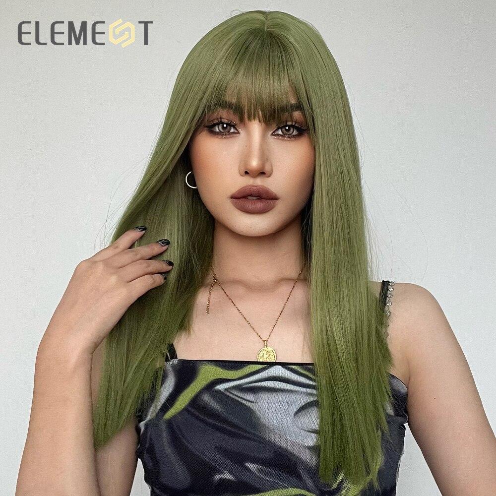 Synthetische Perücken, gerade, rot, mittelgroß, Perücke für Frauen mit Pony, Cosplay, Lolita, Party, ausgefallenes, hitzebeständiges Haar-Stirnband