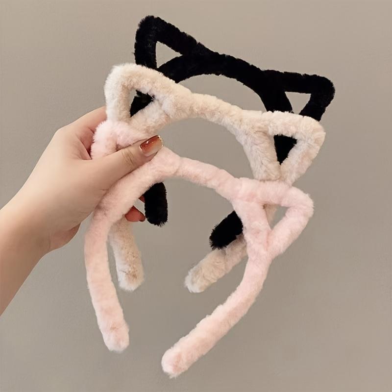 5Pcs Leopard Print Plush Cat Ear Headbands, A Cute Retro-Style Hair Accessory For Women, Suitable For Makeup, Face Washing, And Outdoor Use