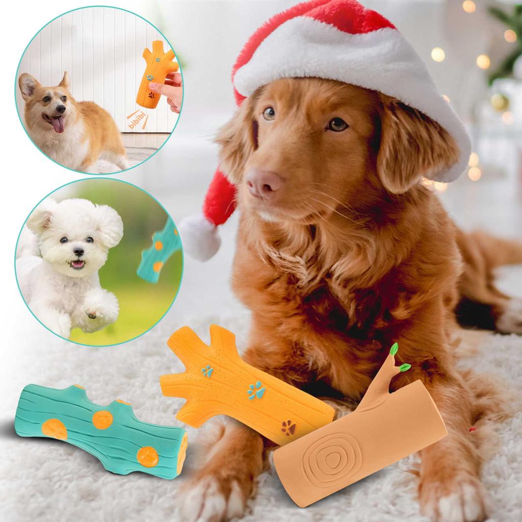 Interactive Latex Tree Branch Dog Toy  -Chew Toy With Sound, Safe Rubber Pet Teething Toy For Puppies & Adult Dogs, Fun Boredom Relief