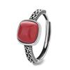 925 Sterling Silver Red Gemstone Ring Flowers Adjustable Simplicity Fashion Exquisite for Women Jewelry Wedding Gifts
