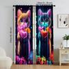 Set Of 2 Colorful Dream Cat Printed Window Curtain Treatment Bedroom Office Kitchen Living Room Study Home For Sitting Made Polyester With Rod Pocket