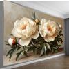 White Peony Flower Tapestry, Oil Painting Style Floral Wall Hanging, Elegant Home Decor For Living Room Bedroom