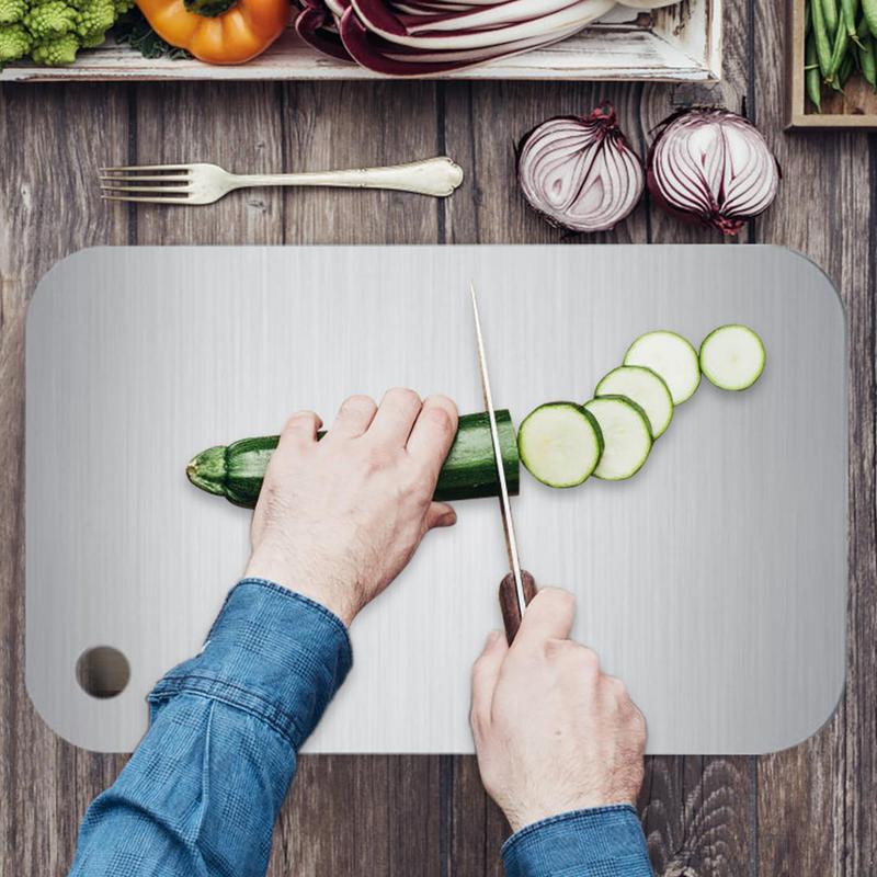 Stainless Steel Titanium Cutting Board Double-Sided Food Grade Chopping Board Portable Camping Kitchen Cutting Board for Meat