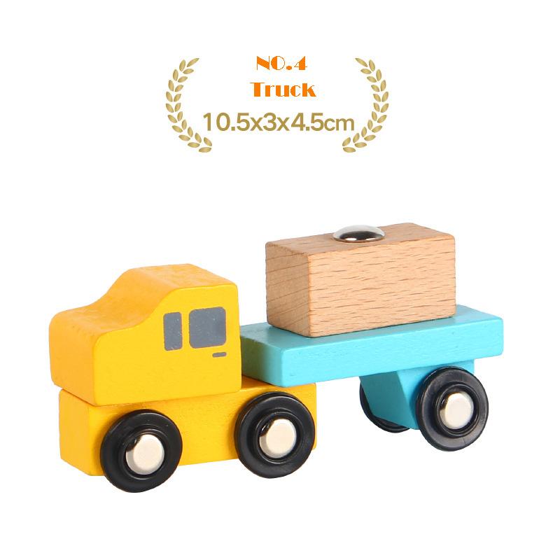 Wood Railway Magnetic Train Toys Wooden Train Track Accessories Helicopter Car Truck Railway Tracks Parts For Children Toys