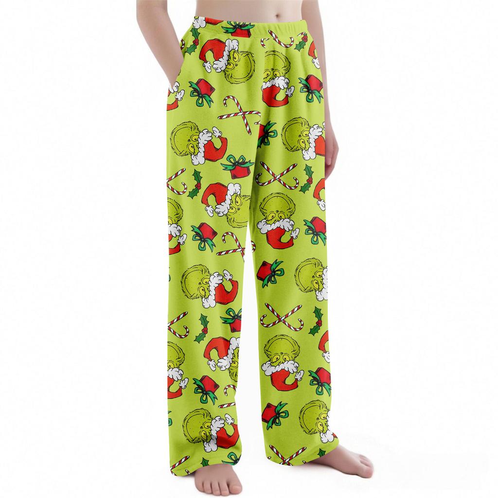 Dětské vánoční kalhoty s potiskem plyšové ležérní kalhoty