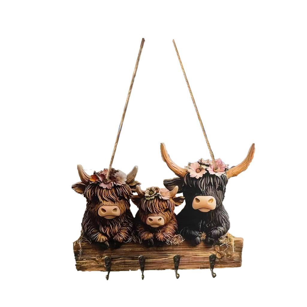 Kuh Ornamente Schlüsselhalter zur Wandmontage Tier Holz Handtuch Schlüsselhaken Kleiderhaken