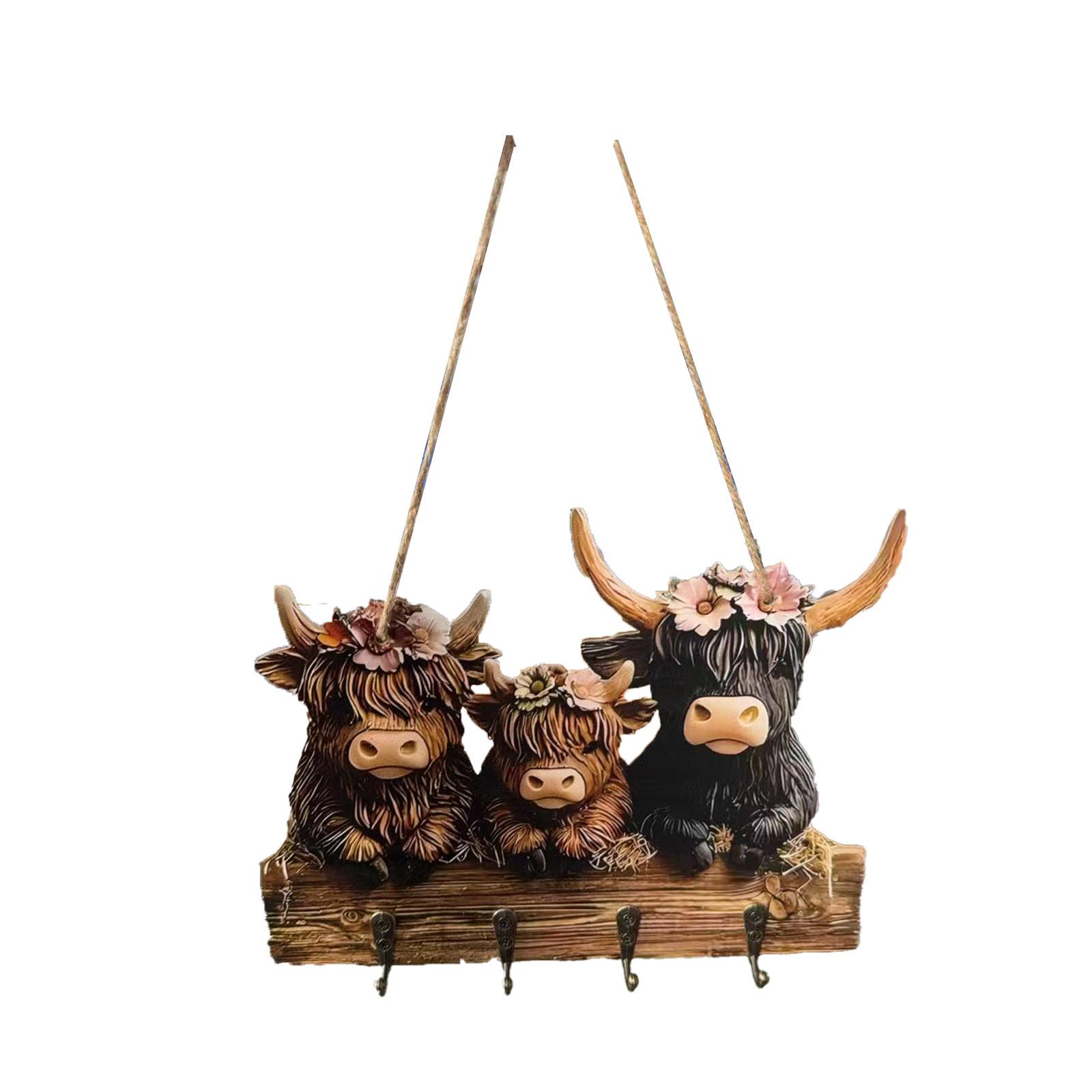 

Коровьи украшения Держатель для ключей для настенного крепления Животное Деревянные крючки для полотенец и ключей Вешалка для одежды One Size жёлтый