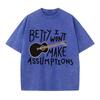Summer Water Wash Vintage T-shirt Betty I Won't Make Assumptions Print Short Sleeve Men's and Women's Casual Loose Clothing