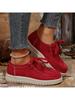 Plus Size Single Shoes Autumn New Round Toe Lace-Up Front Suede Soft Sole Anti-slip Wear-resistant Flats