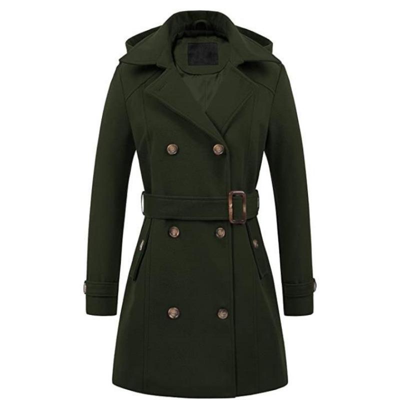 

Осенне-зимнее шерстяное женское пальто с капюшоном большого размера nizi coat wish XL армия зеленый