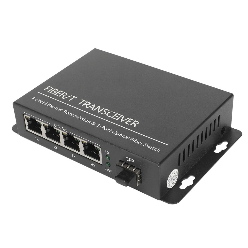 SFP Fiber Media Converter 1 Optical Port 4 Electrical Port Up To 120km RJ45 Port Ethernet Fiber Switch 100‑240V EU Plug