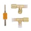1/4in Valves Core Brass Tee Adapter Quick Coupler Access Tee Fittings for Vacuum Gauge R22 R12 R134