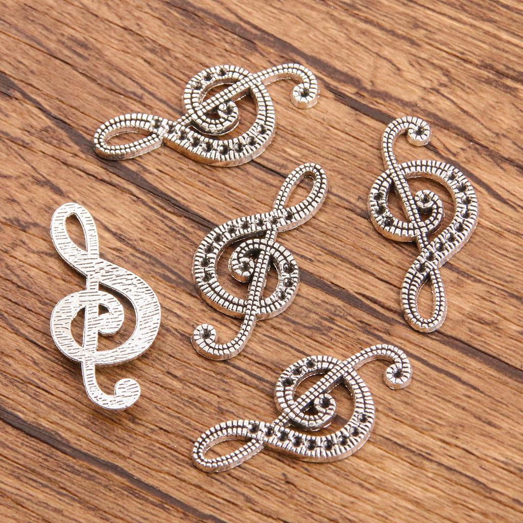 10pcs Musical Note Pendant Piano Guitar Microphone Speaker Suona Music Equipment Alloy Jewelry Accessories