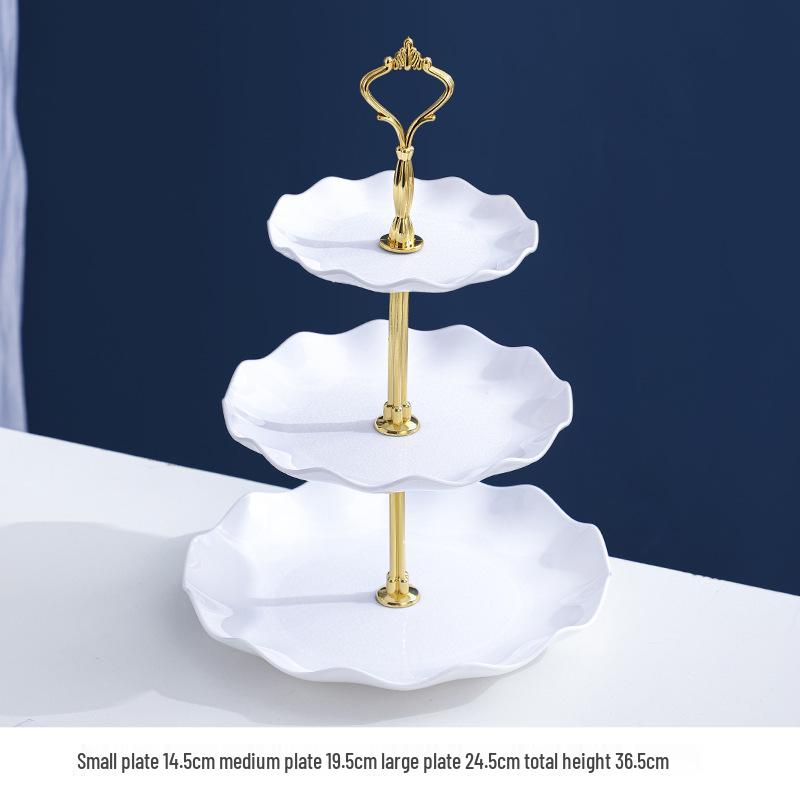 Luxusní vícepatrový stojan na ovoce a občerstvení: Třípatrový držák na dezerty a cukroví do obývacího pokoje