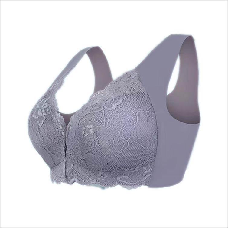 Plus Size Front Buckle Wireless Bra - Stylish Back Design for Big Busts L (75CD-80AB) серый