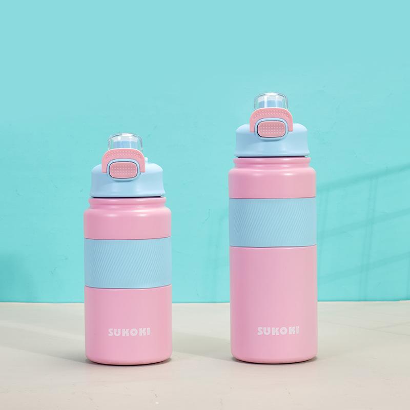 

New Steel Thermos Cup Ton Ton Cup Portable Portable Big Cap Straw Cup Bouncing Water Cup Durable Durable Useful 600ml
