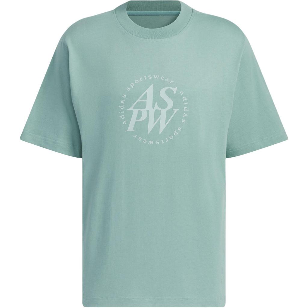 Adidas St Graphic T-Shirt With Small Logo Design And Loose Round Neck Men Tops Teal-Grey JI6258