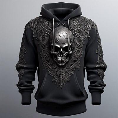 Schädel Herrenmode 3D-Druck Hoodie Outdoor Urlaub Urlaub Hoodies Langarm Kapuzendruck Fronttasche Hoodie Sweatshirt